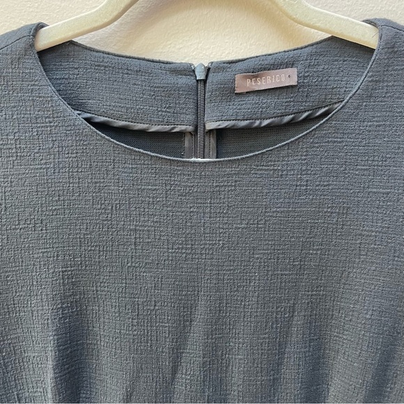 Peserico Textured Charcoal Gray Black Short Sleeve Zip Back Mini Dress Size S - Picture 3 of 9
